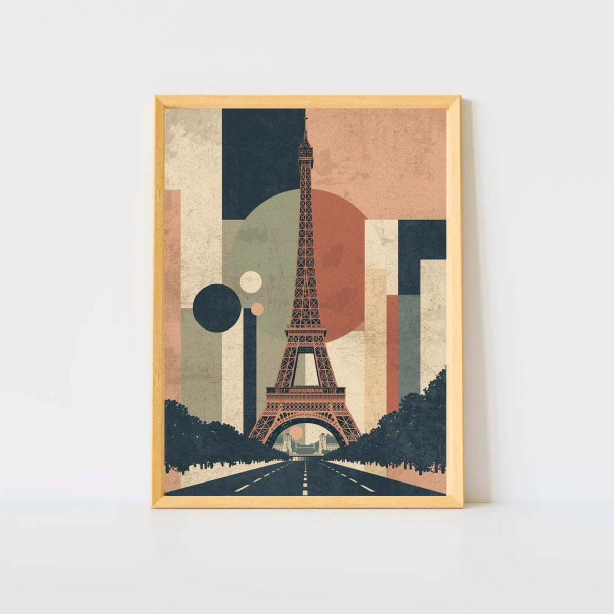 Eiffel Tower Geometric Abstract Fine Art Poster - Mid-Century Modern Parisian Vibe