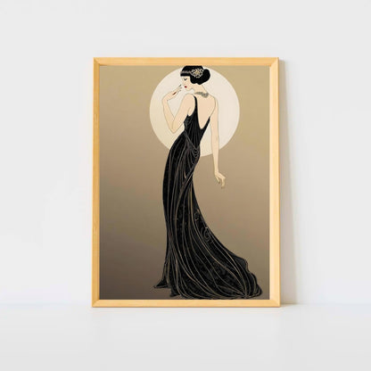 Roaring Twenties Art Deco Diva Fine Art Poster - Glamorous Flapper Style in Various Sizes