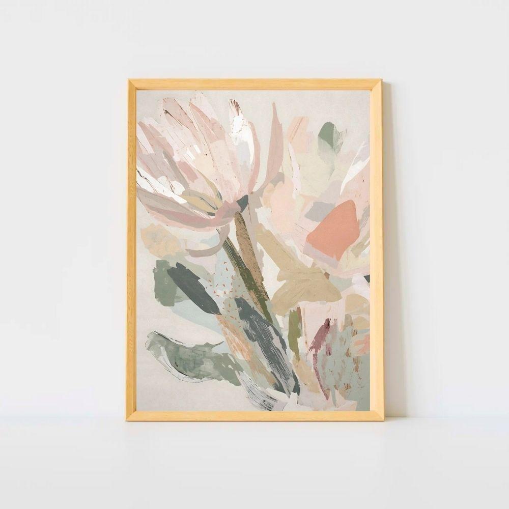 Abstract Floral Canvas Wall Art Print | Modern Minimalist Botanical Painting