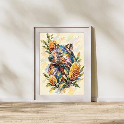 Wombat Painted Australian Animal Fine Art Poster