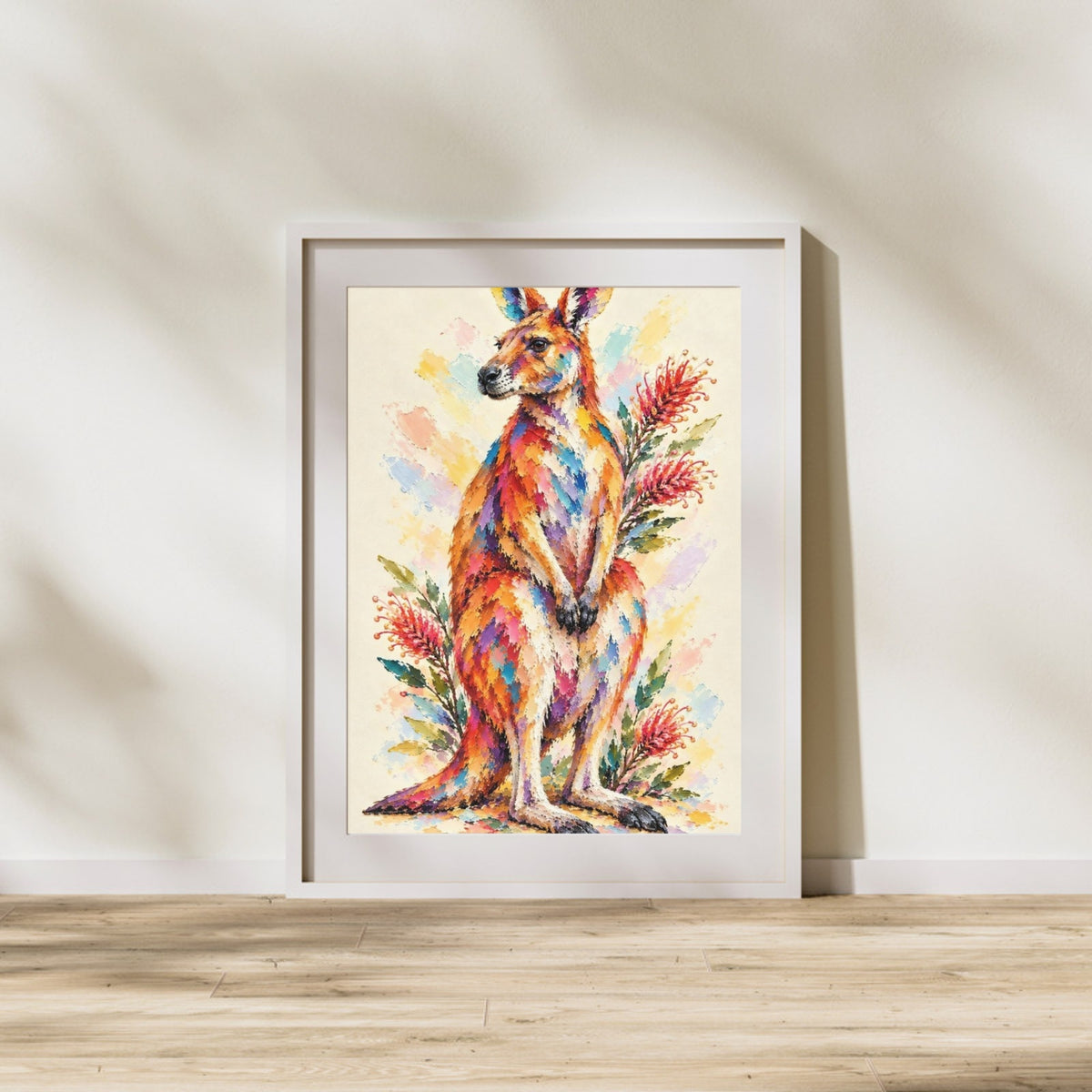 Kangaroo Painted Australian Animal Fine Art Poster