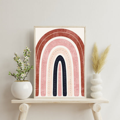 Boho Rainbow Serenity Fine Art Poster - Modern Earthy Nursery Decor & Art Print