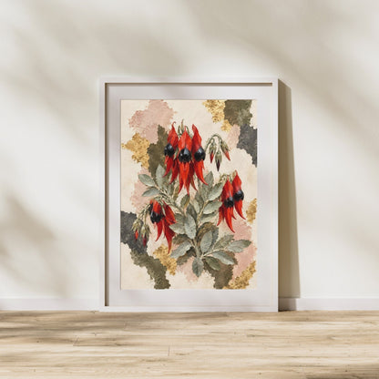 Sturt's Desert Pea Australian Native Flower Fine Art Poster