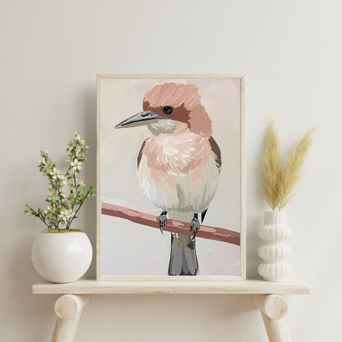 Elegant Neutral Toned Bird Fine Art Poster – Vivid Color Choices and Sizes