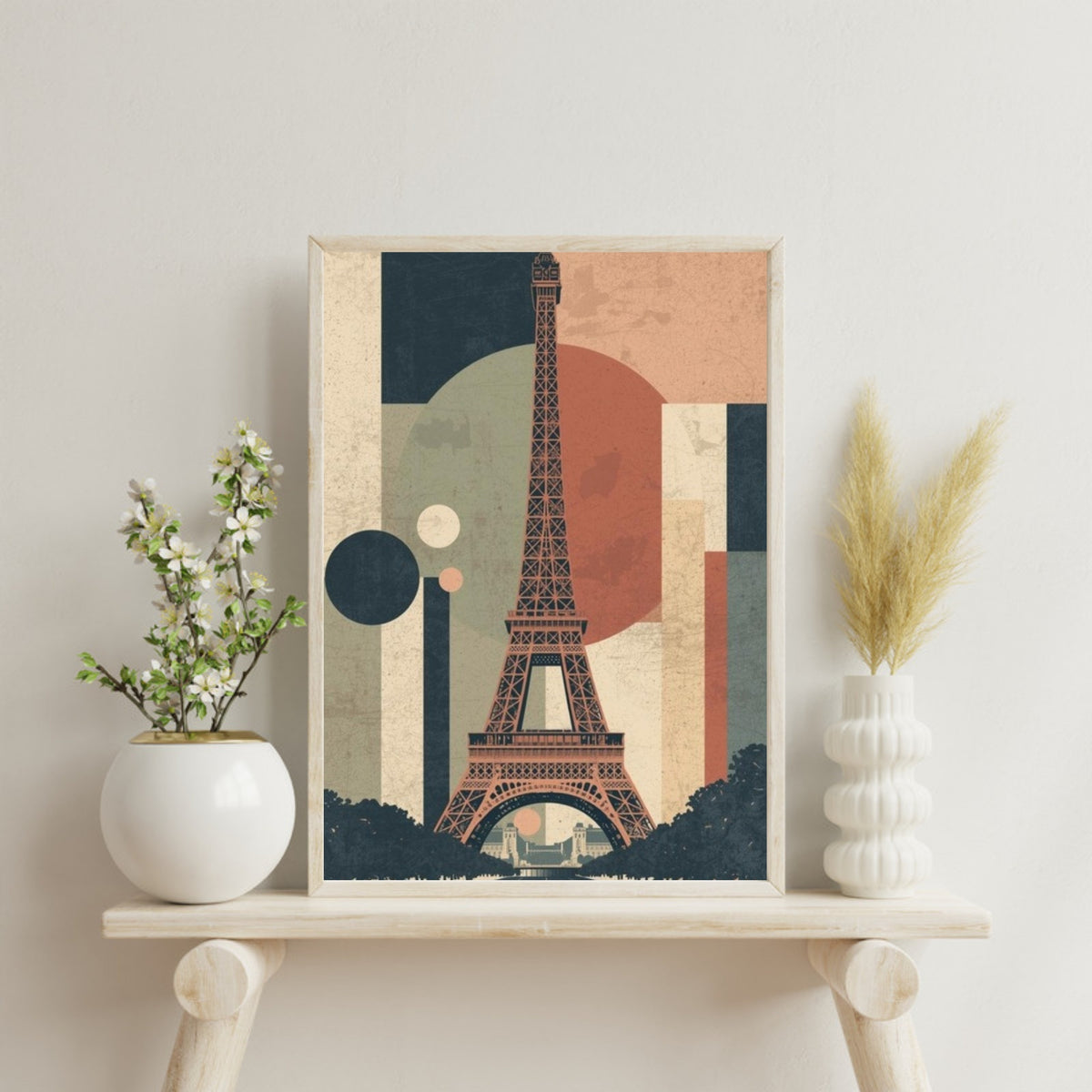 Eiffel Tower Geometric Abstract Fine Art Poster - Mid-Century Modern Parisian Vibe