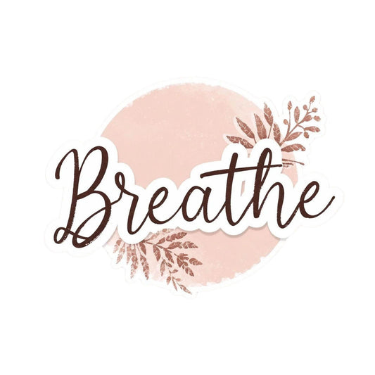 Breathe Minimalist Script White Satin Vinyl Sticker