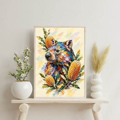 Wombat Painted Australian Animal Fine Art Poster