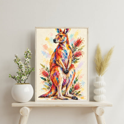 Kangaroo Painted Australian Animal Fine Art Poster
