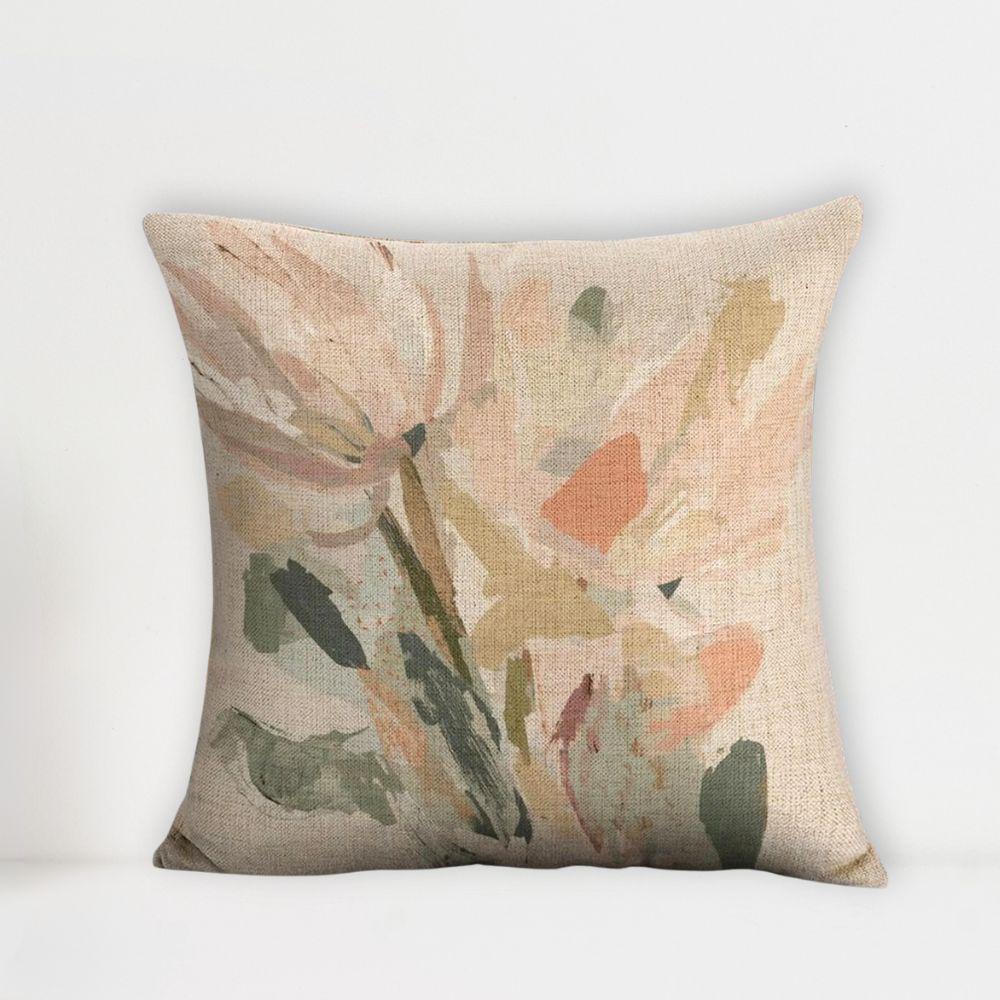 Abstract Floral Linen Double Sided Throw Pillow Cushion Covers | 45×45 cm