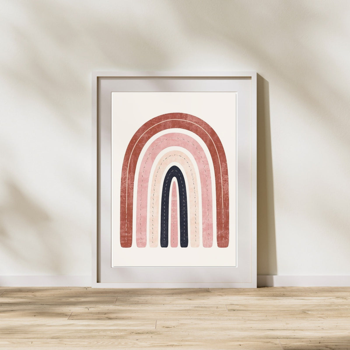 Boho Rainbow Serenity Fine Art Poster - Modern Earthy Nursery Decor & Art Print