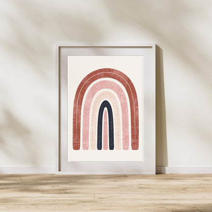Boho Rainbow Serenity Fine Art Poster - Modern Earthy Nursery Decor & Art Print