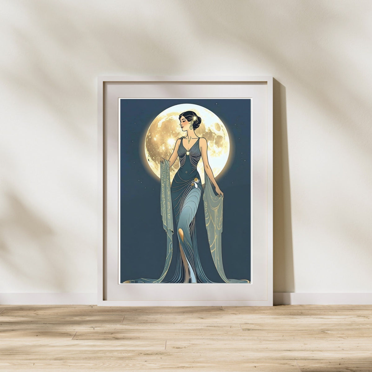 Art Deco Diva Moonlit Fine Art Poster - A Touch of Roaring Twenties Glamour for Your Walls