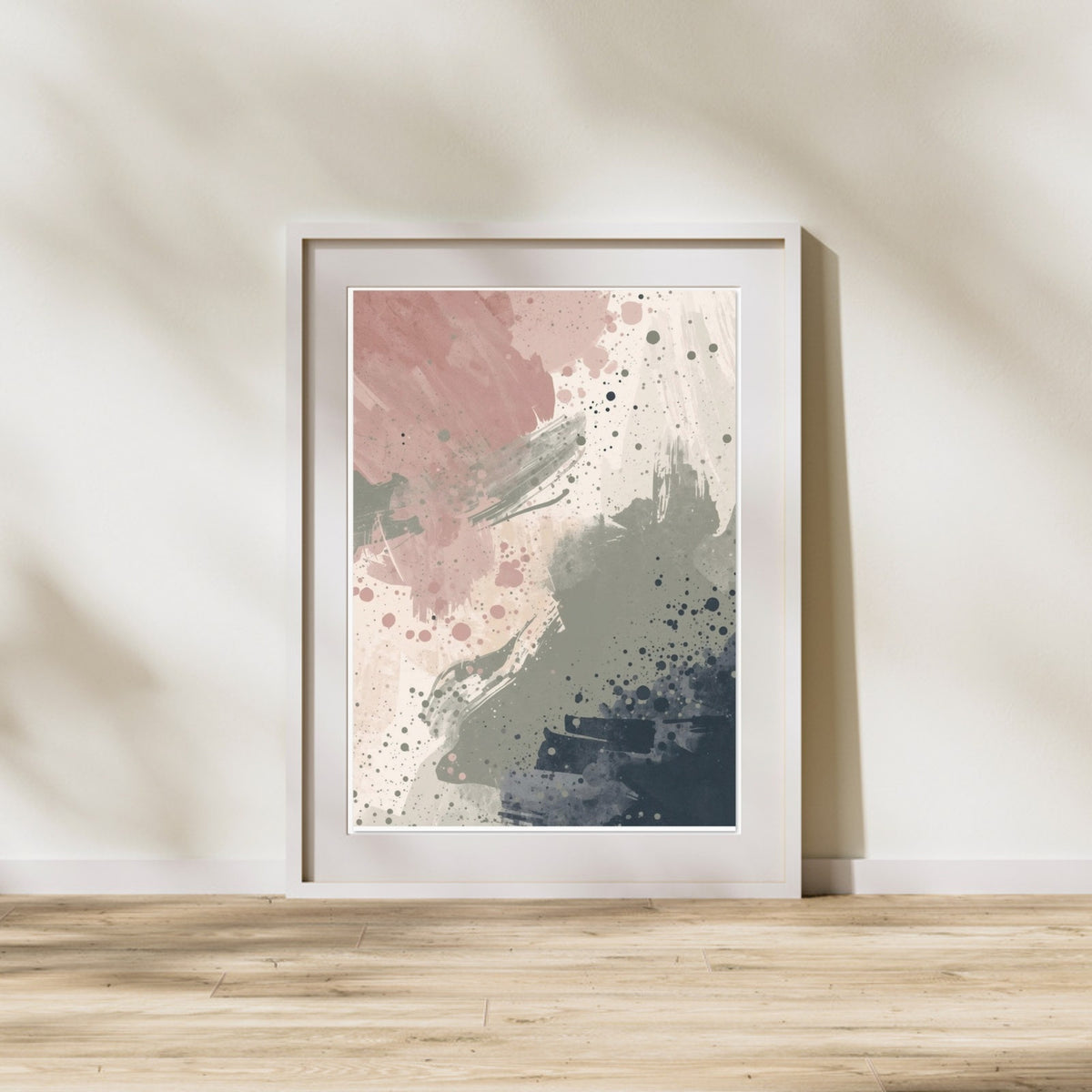 Abstract Serenity Splash Fine Art Poster - Modern Blush & Grey Wall Art for Contemporary Spaces