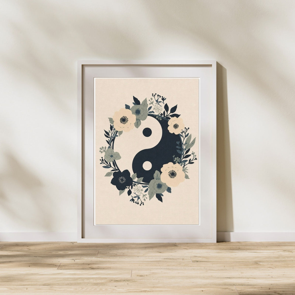 Floral Yin Yang Harmony Fine Art Poster - Balance & Serenity Wall Decor