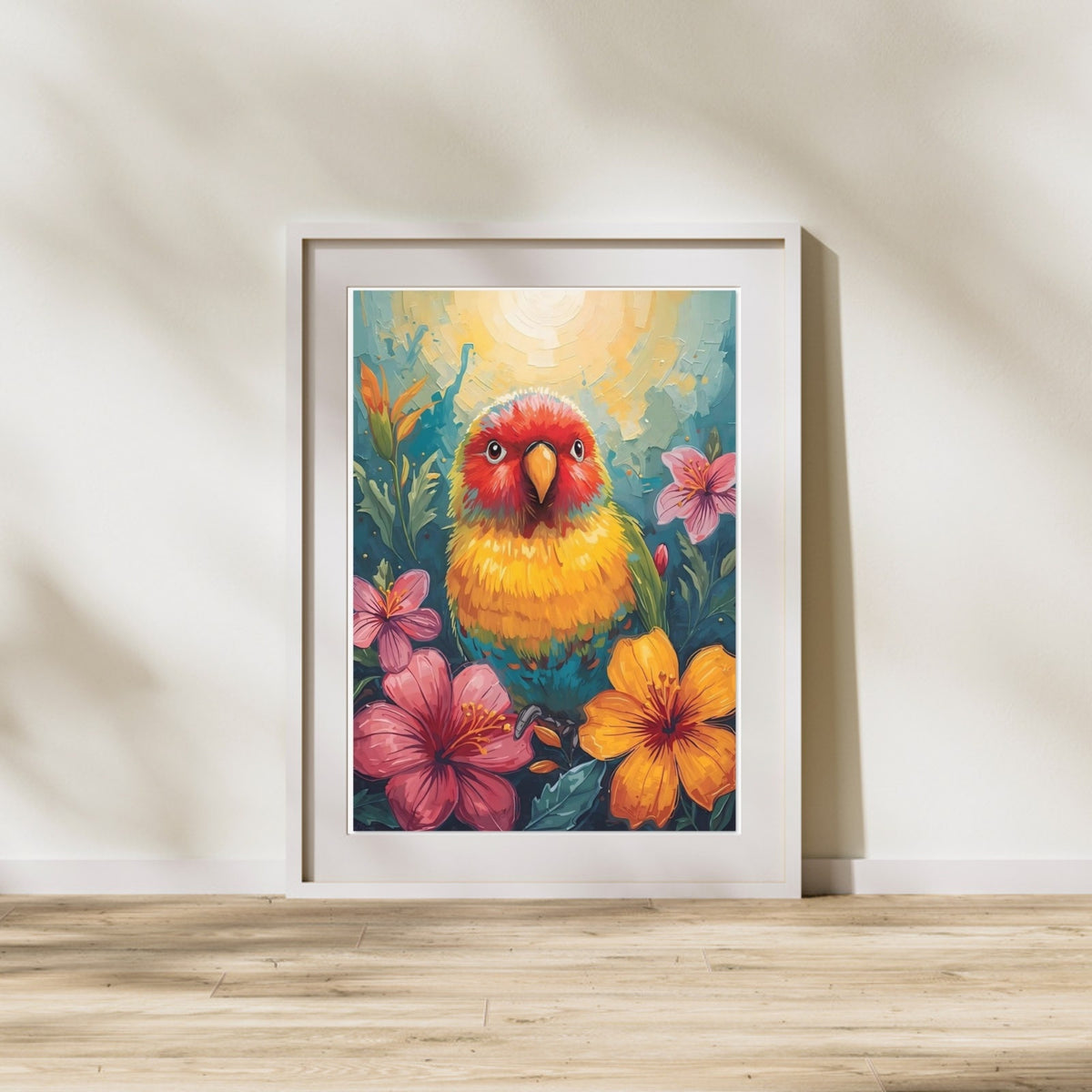 Tropical Parrot Paradise Fine Art Poster - Vivid Abstract Bird & Floral Wall Decor