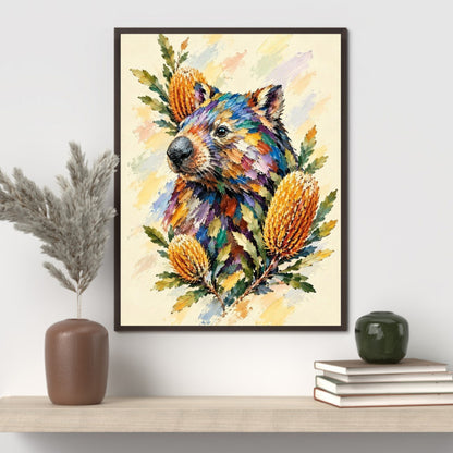 Wombat Painted Australian Animal Fine Art Poster