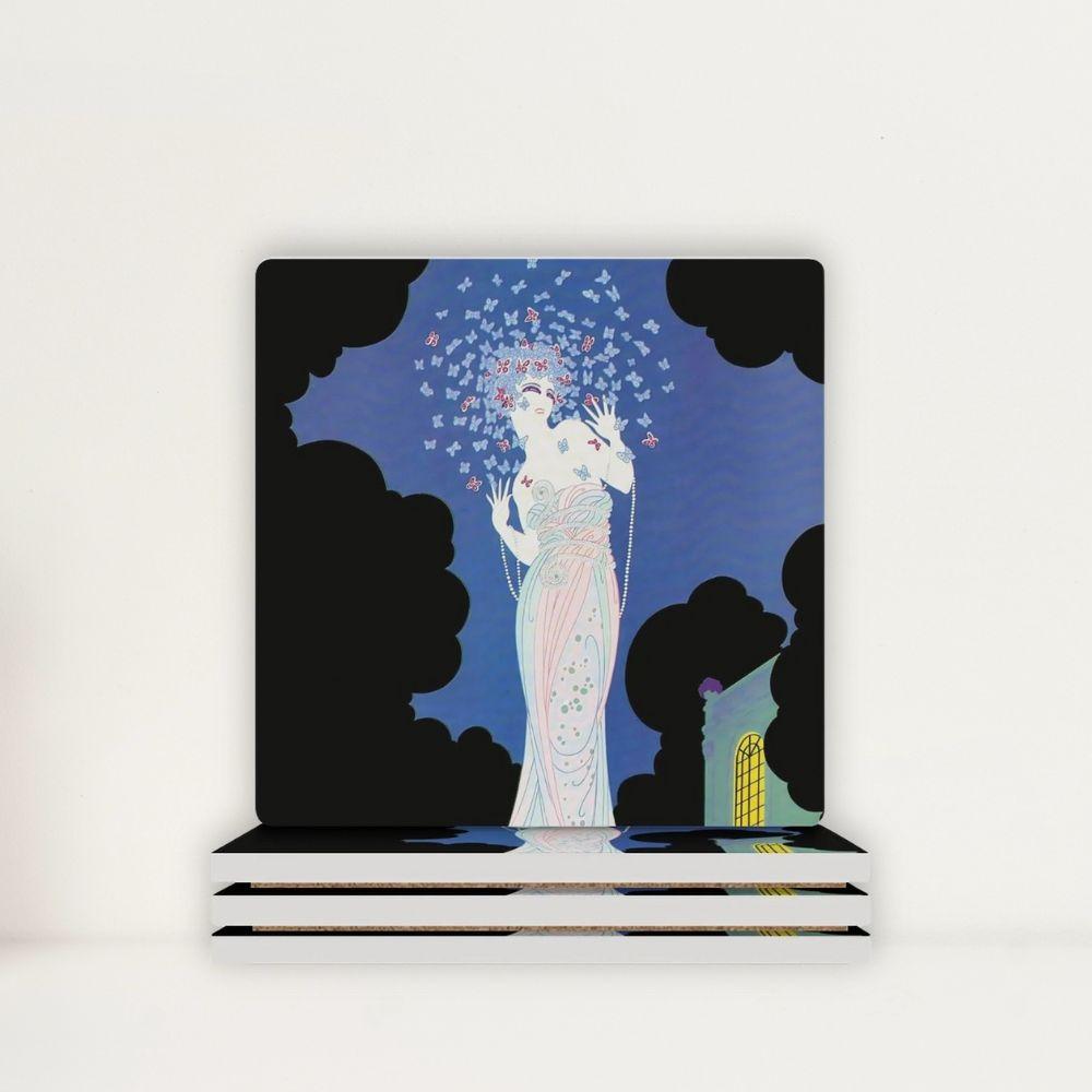 Ms. Vogue Vintage Glamour Lady Portrait Ceramic Coasters (Set of 4 or 6)