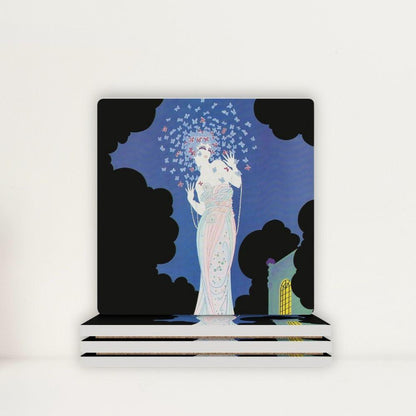 Ms. Vogue Vintage Glamour Lady Portrait Ceramic Coasters (Set of 4 or 6)