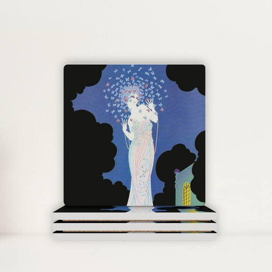 Ms. Vogue Vintage Glamour Lady Portrait Ceramic Coasters (Set of 4 or 6)