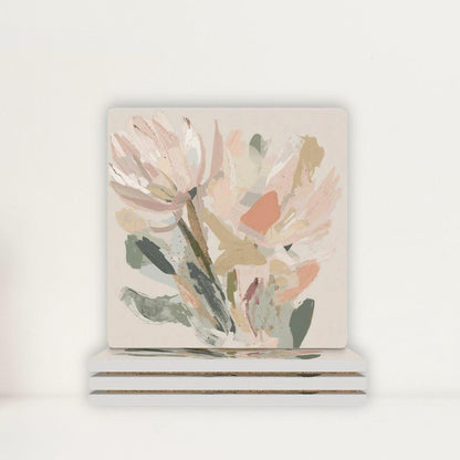 Abstract Floral Modern Minimalist Botanical Ceramic Coasters (Set of 4 or 6)
