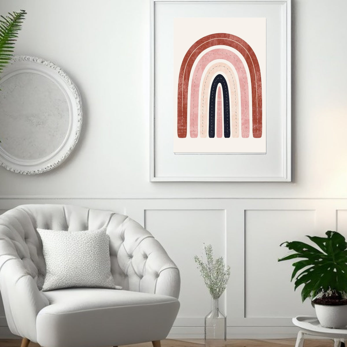 Boho Rainbow Serenity Fine Art Poster - Modern Earthy Nursery Decor & Art Print