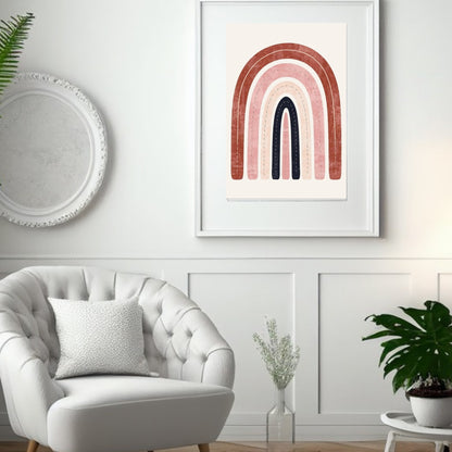 Boho Rainbow Serenity Fine Art Poster - Modern Earthy Nursery Decor & Art Print