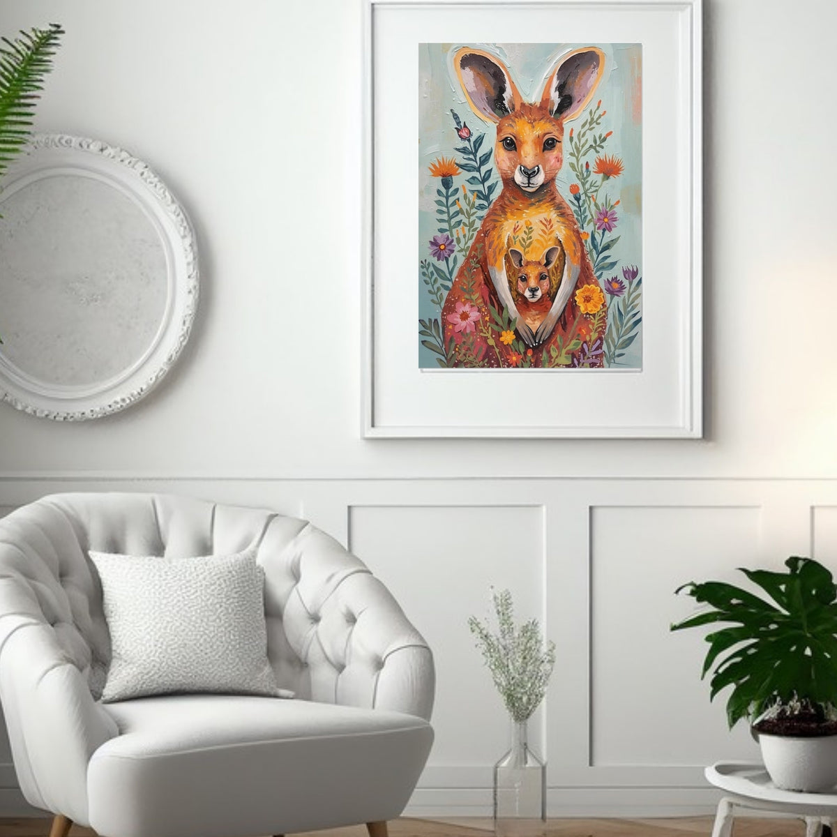 Abstract Impressionist Kangaroo & Joey Fine Art Poster – Vibrant Nature-Inspired Wall Decor