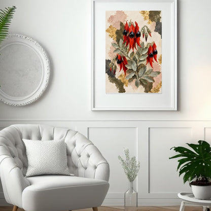 Sturt's Desert Pea Australian Native Flower Fine Art Poster