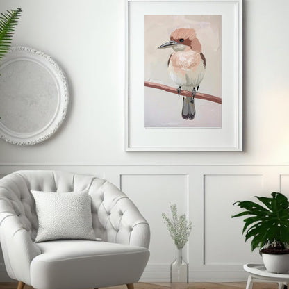 Elegant Neutral Toned Bird Fine Art Poster – Vivid Color Choices and Sizes