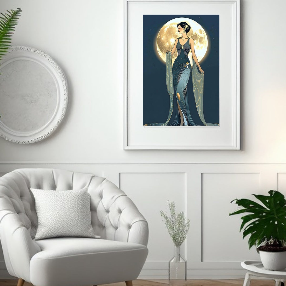 Art Deco Diva Moonlit Fine Art Poster - A Touch of Roaring Twenties Glamour for Your Walls