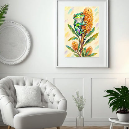 Green Tree Frog Painted Australian Animal Fine Art Poster