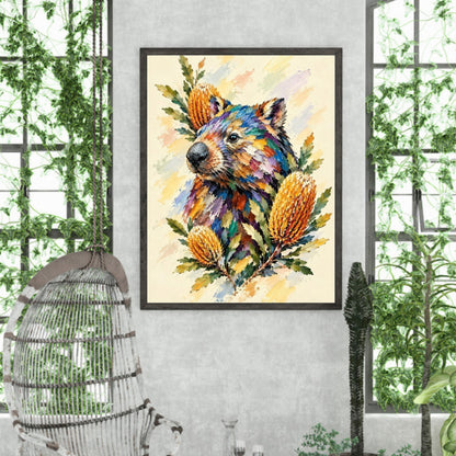Wombat Painted Australian Animal Fine Art Poster