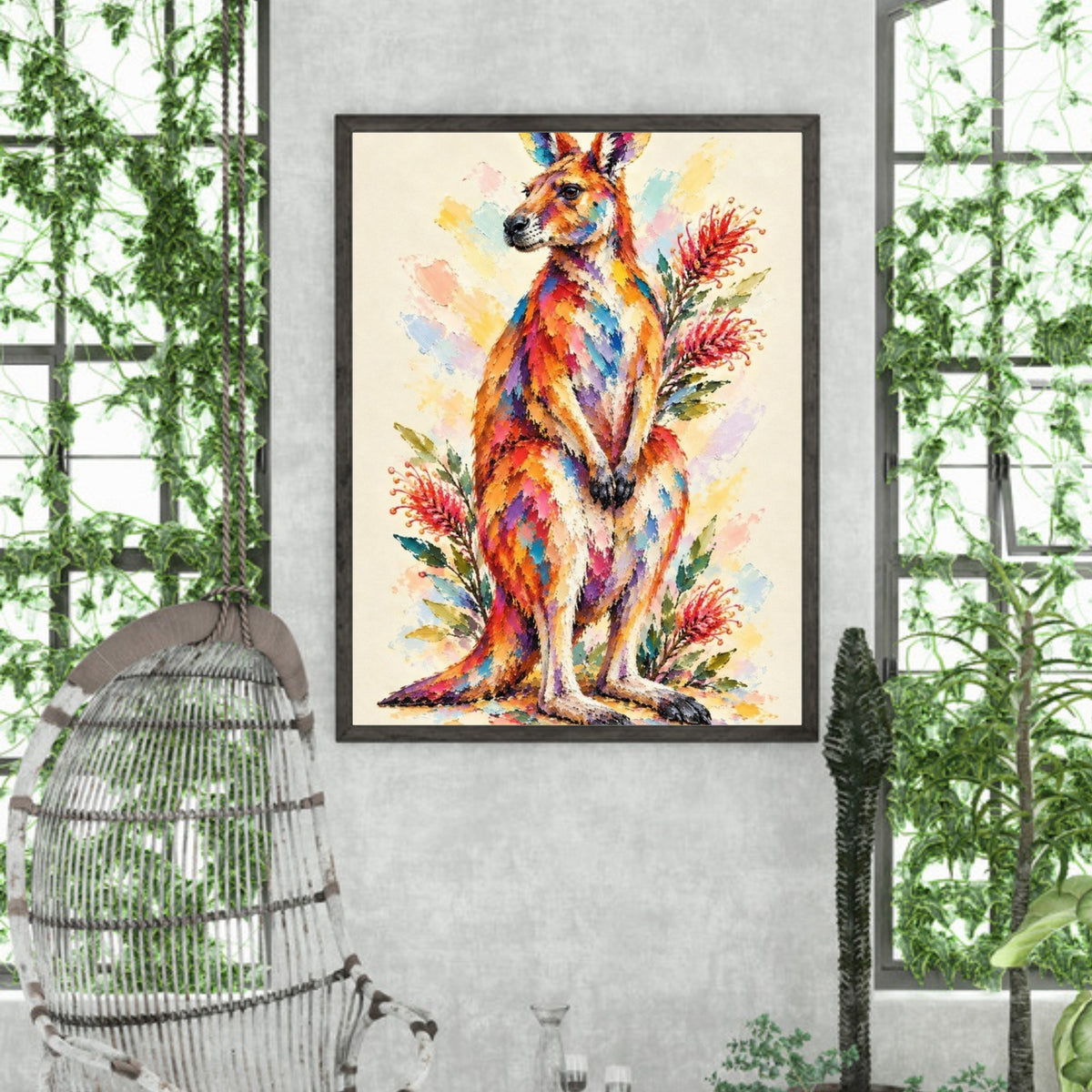 Kangaroo Painted Australian Animal Fine Art Poster