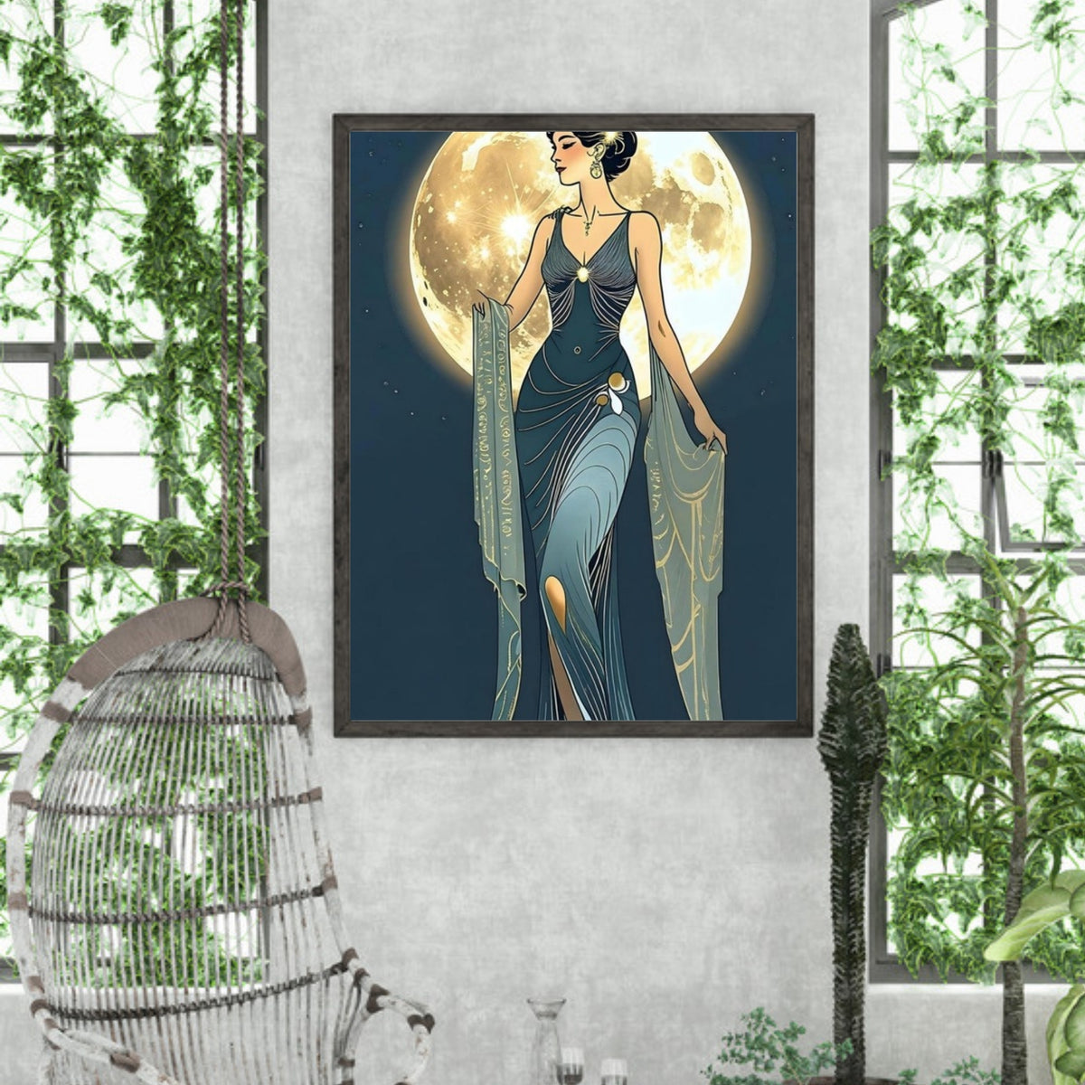 Art Deco Diva Moonlit Fine Art Poster - A Touch of Roaring Twenties Glamour for Your Walls