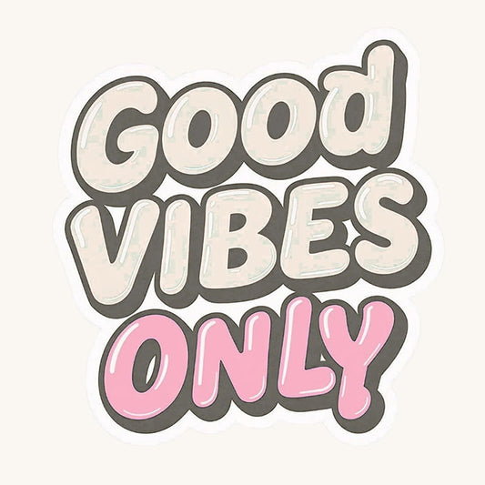 Good Vibes Only Bubble Letter | Retro | White Satin Vinyl | Kiss-Cut Sticker