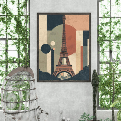 Eiffel Tower Geometric Abstract Fine Art Poster - Mid-Century Modern Parisian Vibe