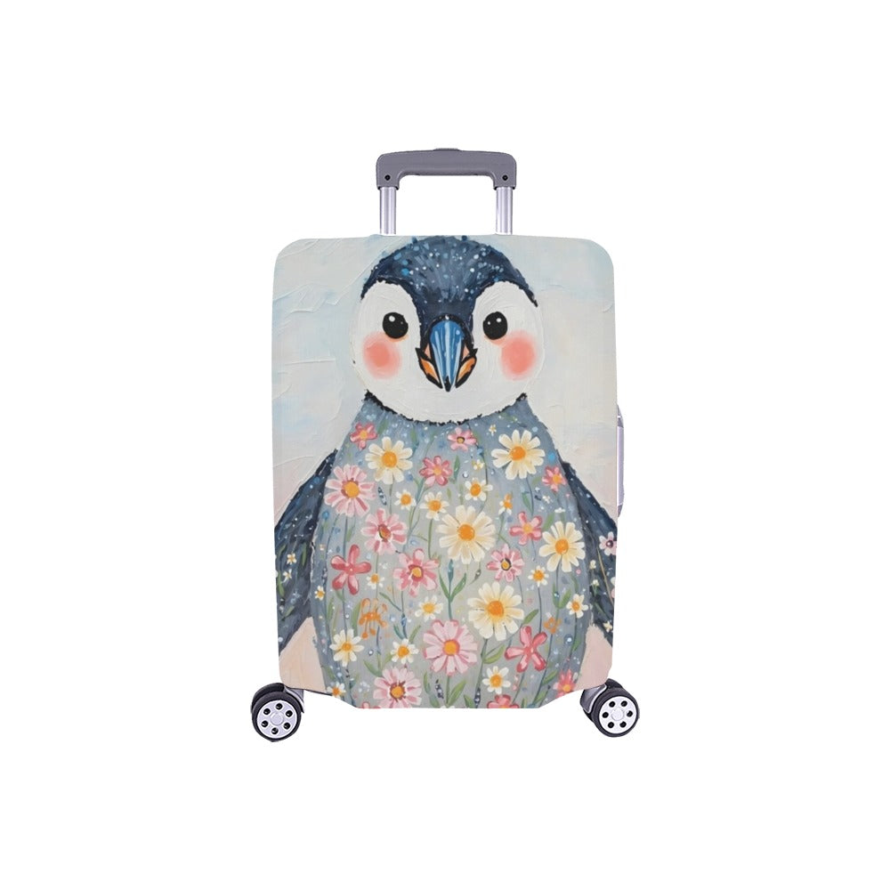 Floral Penguin Luggage Cover One Size ART00019 - S Luggage Cover Luggage Cover (18"-21") (Small)