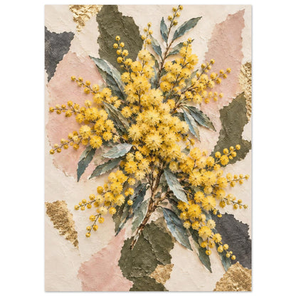 Golden Wattle Australian Native Flower Fine Art Poster 13x18 cm 5x7″