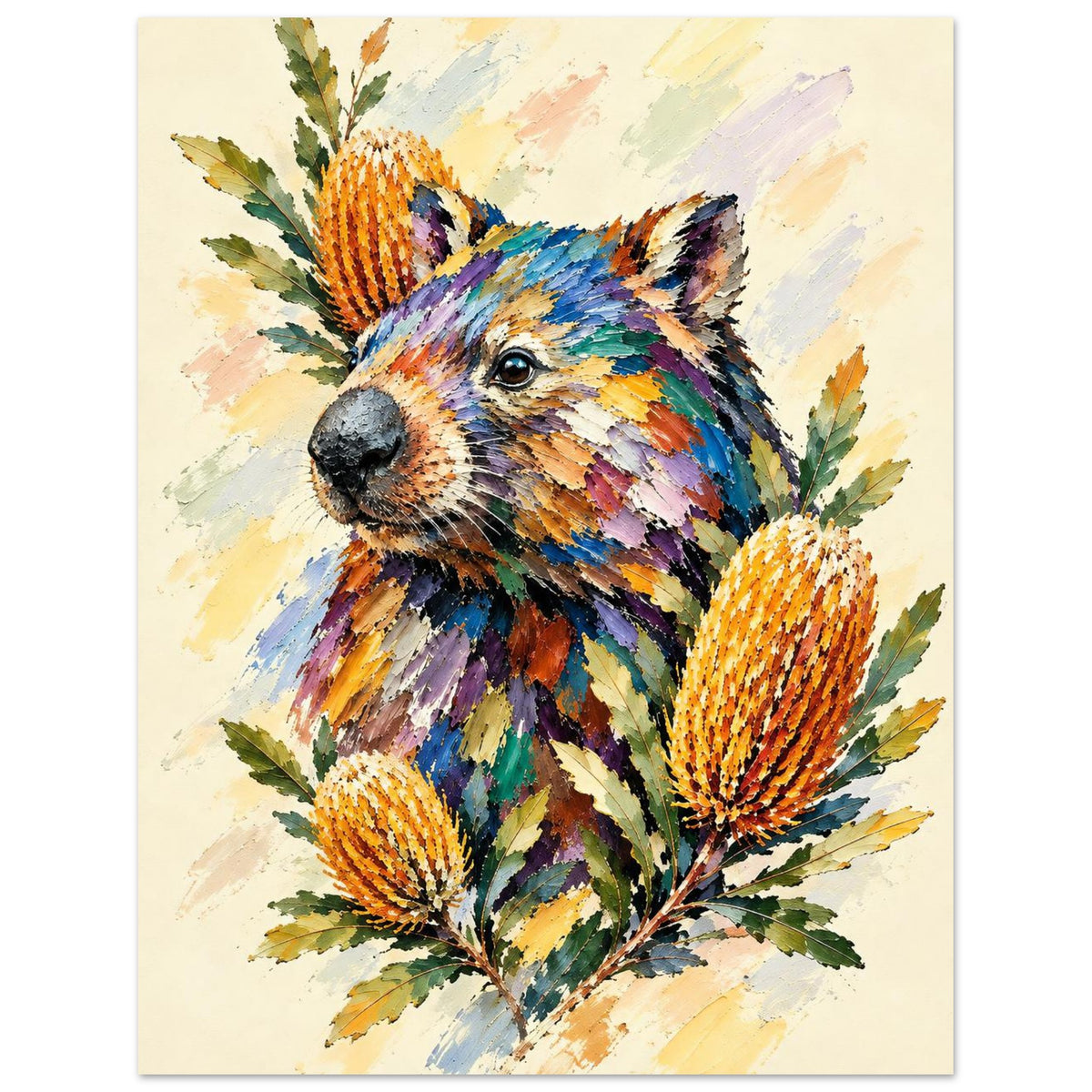 Wombat Painted Australian Animal Fine Art Poster 27x35 cm 11x14″