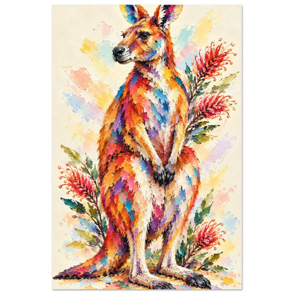 Kangaroo Painted Australian Animal Fine Art Poster 30x45 cm 12x18″