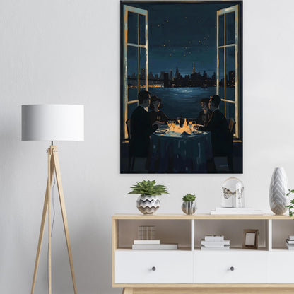 Midnight Rendezvous Fine Art Poster - Evocative Cityscape Dining Art Print