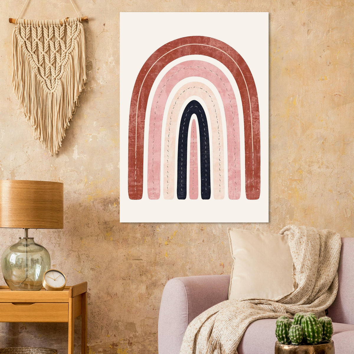 Boho Rainbow Serenity Fine Art Poster - Modern Earthy Nursery Decor & Art Print
