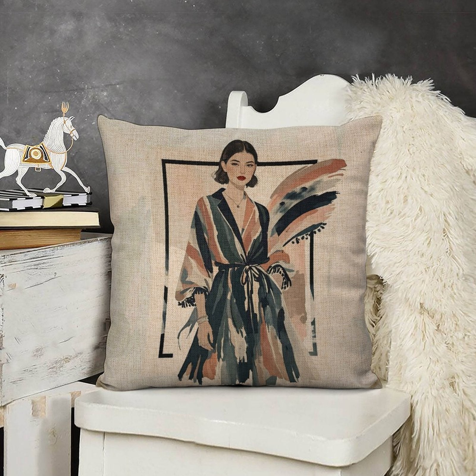 Modern Muse Linen Double Sided Throw Pillow Cushion Covers |45×45 cm | Set of 2