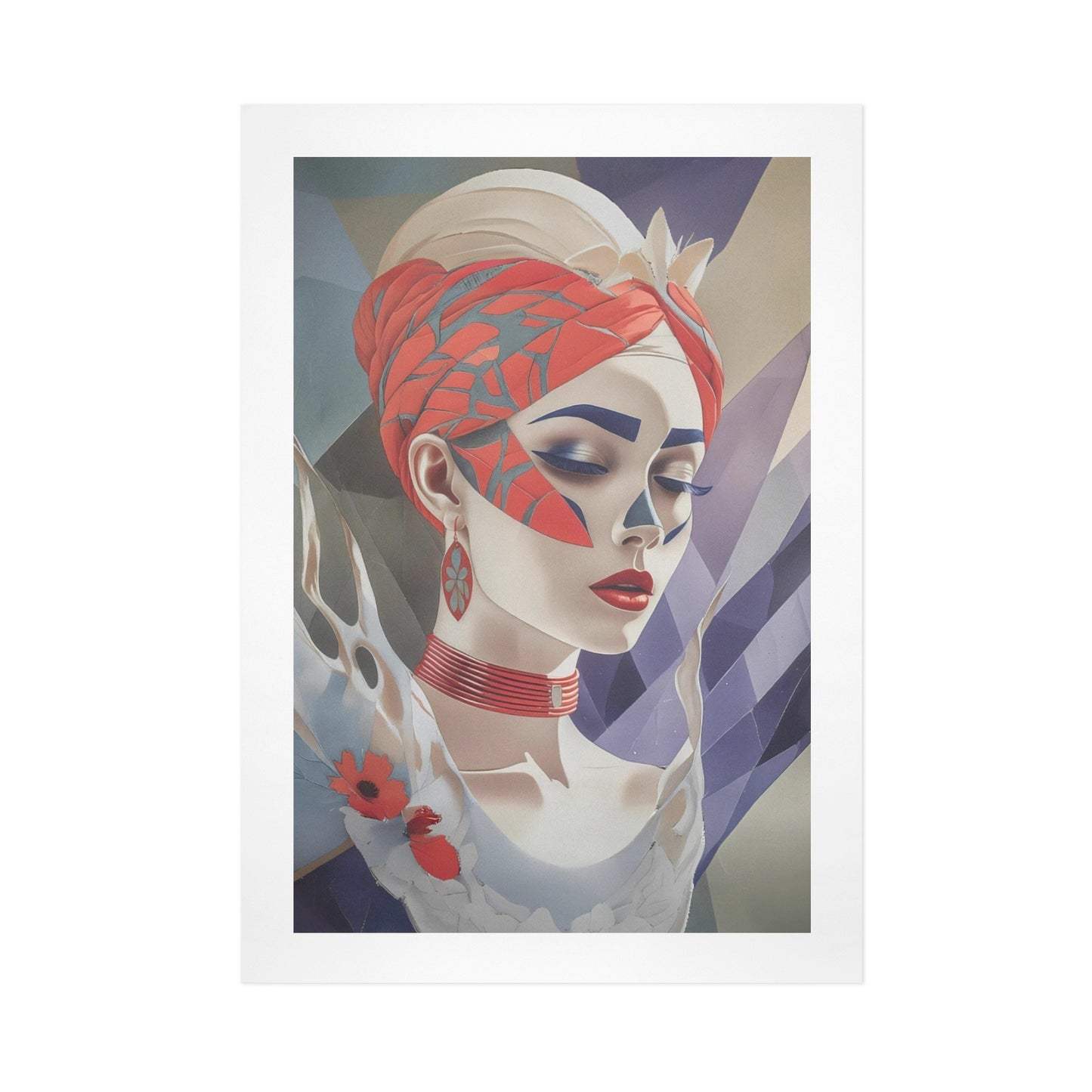 Midnight Bloom – Abstract Floral Portrait Canvas Wall Art Print 16"x24" (40 x 60cm)