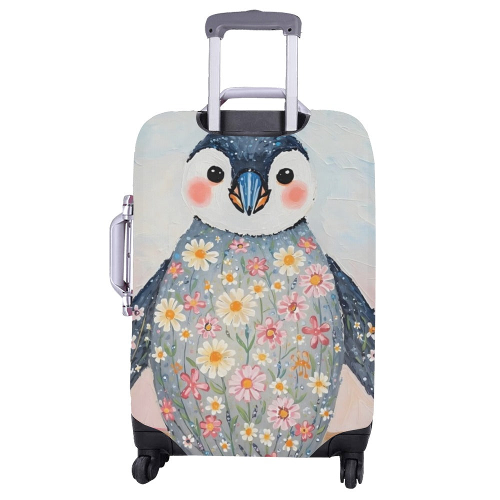 Floral Penguin Luggage Cover