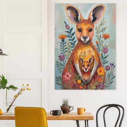 Abstract Impressionist Kangaroo & Joey Fine Art Poster – Vibrant Nature-Inspired Wall Decor