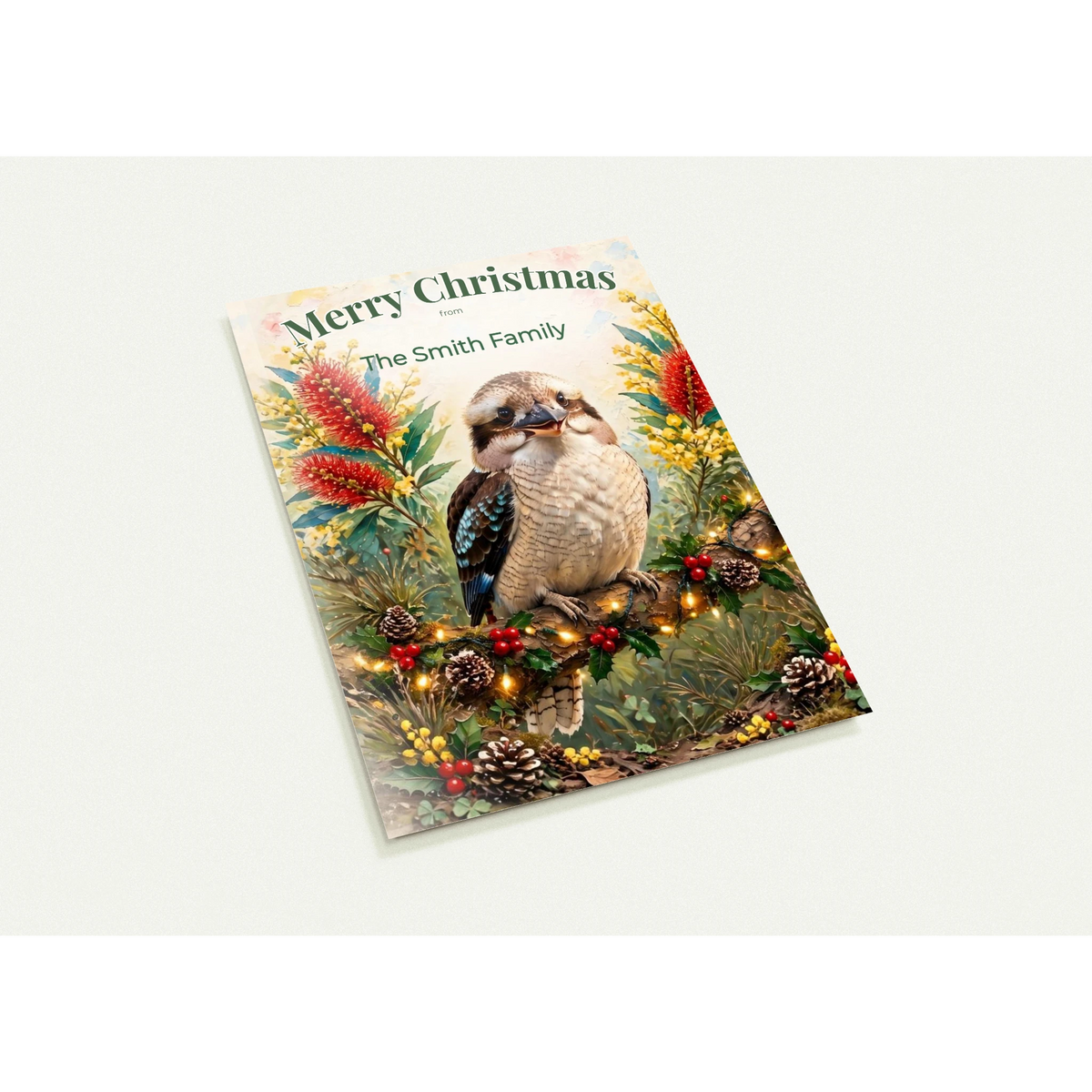 Personalised Christmas Postcards Pack of 10 with Envelopes, Custom Name Kookaburra Christmas Postcard, Australian Animals (US and CA) Default Title
