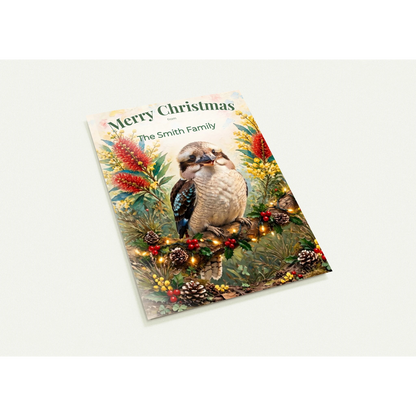 Personalised Christmas Postcards Pack of 10 with Envelopes, Custom Name Kookaburra Christmas Postcard, Australian Animals (US and CA) Default Title