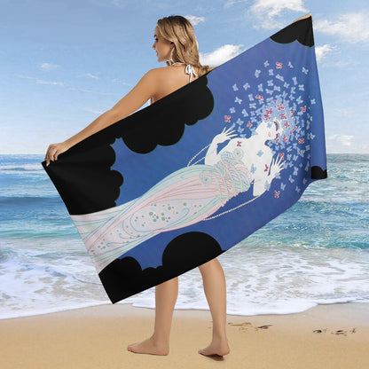 Vintage Glamour Beach Towel – “Ms Vogue” Art Deco Style – 160×80 cm