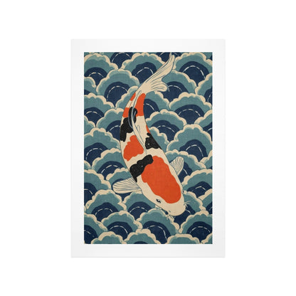 Koi Harmony – Japanese Ukiyo-e Inspired Canvas Wall Art Print 12"x18" (30 x 45cm)